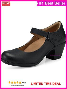 Mary Jane Pumps Chunky Low Heel Arch Support Orthopedic Non Slip Work Shoes